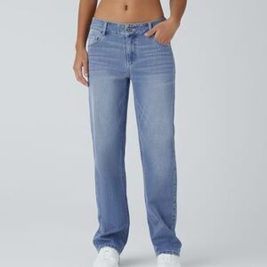 Halara Flex™ Low Rise Zipper Pockets Straight Leg Washed Casual Jeans